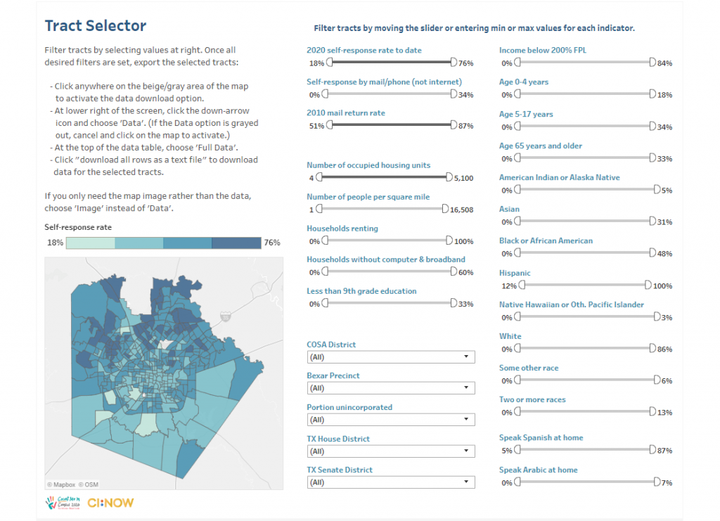 Image of the 2020 Census response rates Tract Selector