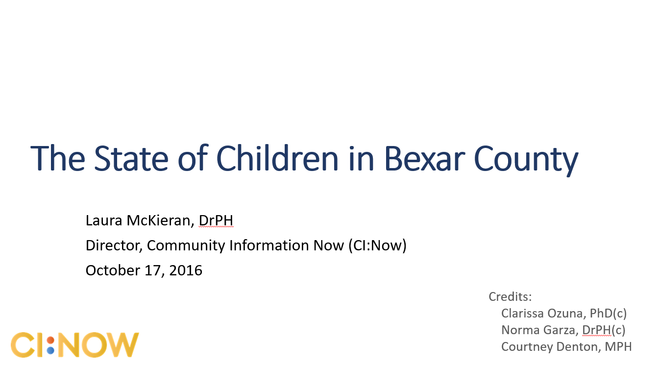14 - Presentation on “The State of Children in Bexar County”
