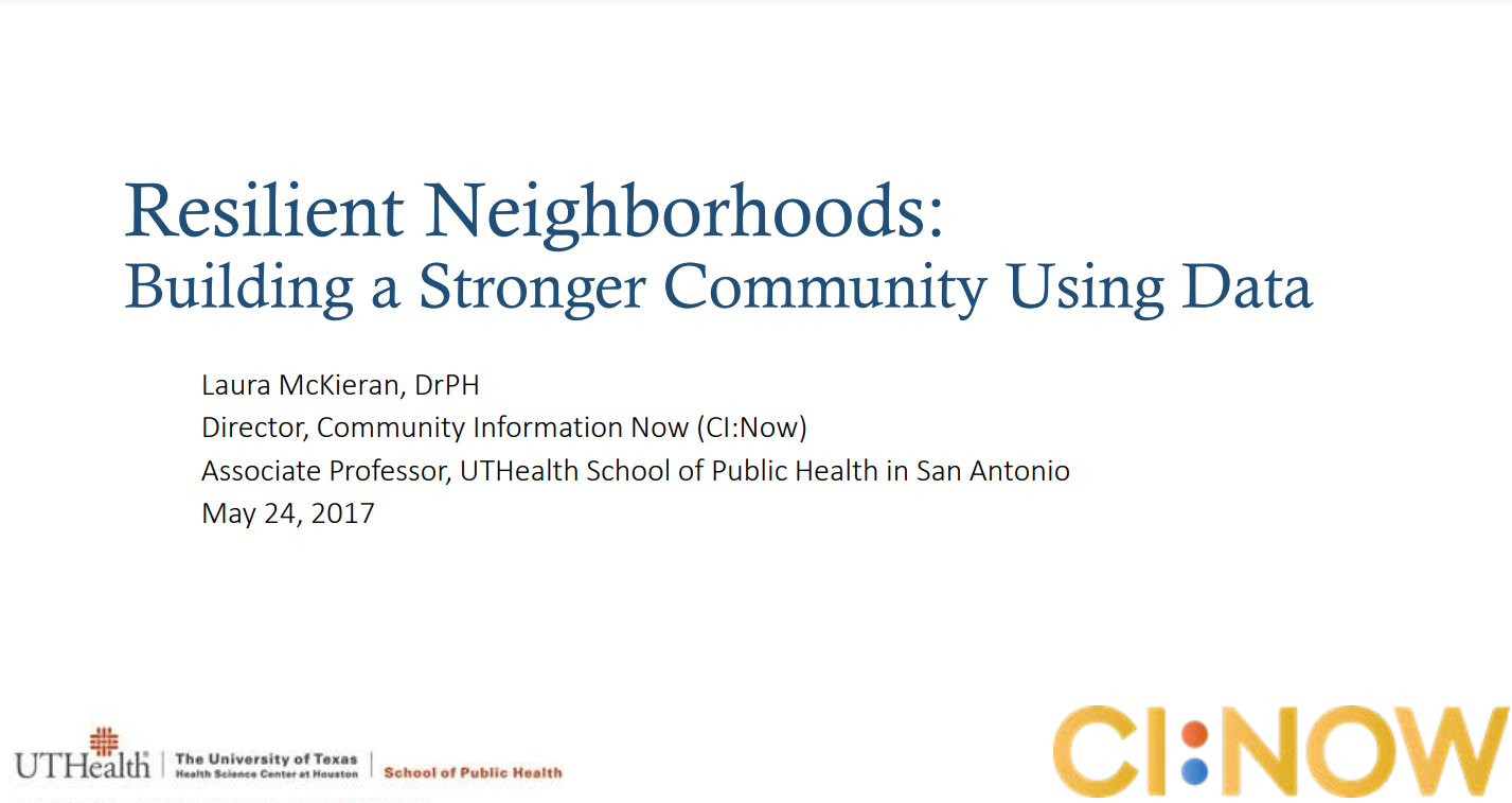 8 - Presentation on “Using Data For Neighborhood Resiliency” at Mayor’s Housing Summit