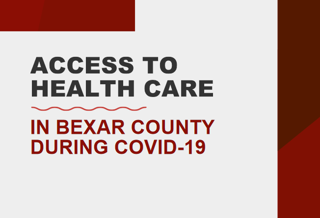 Partial image of cover of Access to Health Care in Bexar County During COVID-19 report in gray and dark red