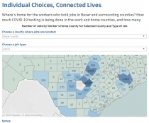 Screenshot of Connected Lives visualization in blue and green